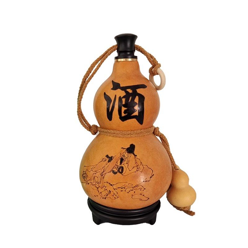 天然酒葫芦酒壶装酒水蜂蜡防渗李白济公包浆仿古老色大号随身可背,淘宝优惠券,粉丝福利购,淘宝优惠卷