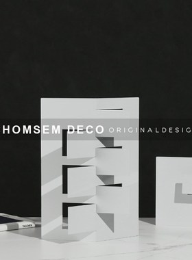 现代几何金属折叠空间摆件软装饰品家居客厅书房办公室桌台面摆设