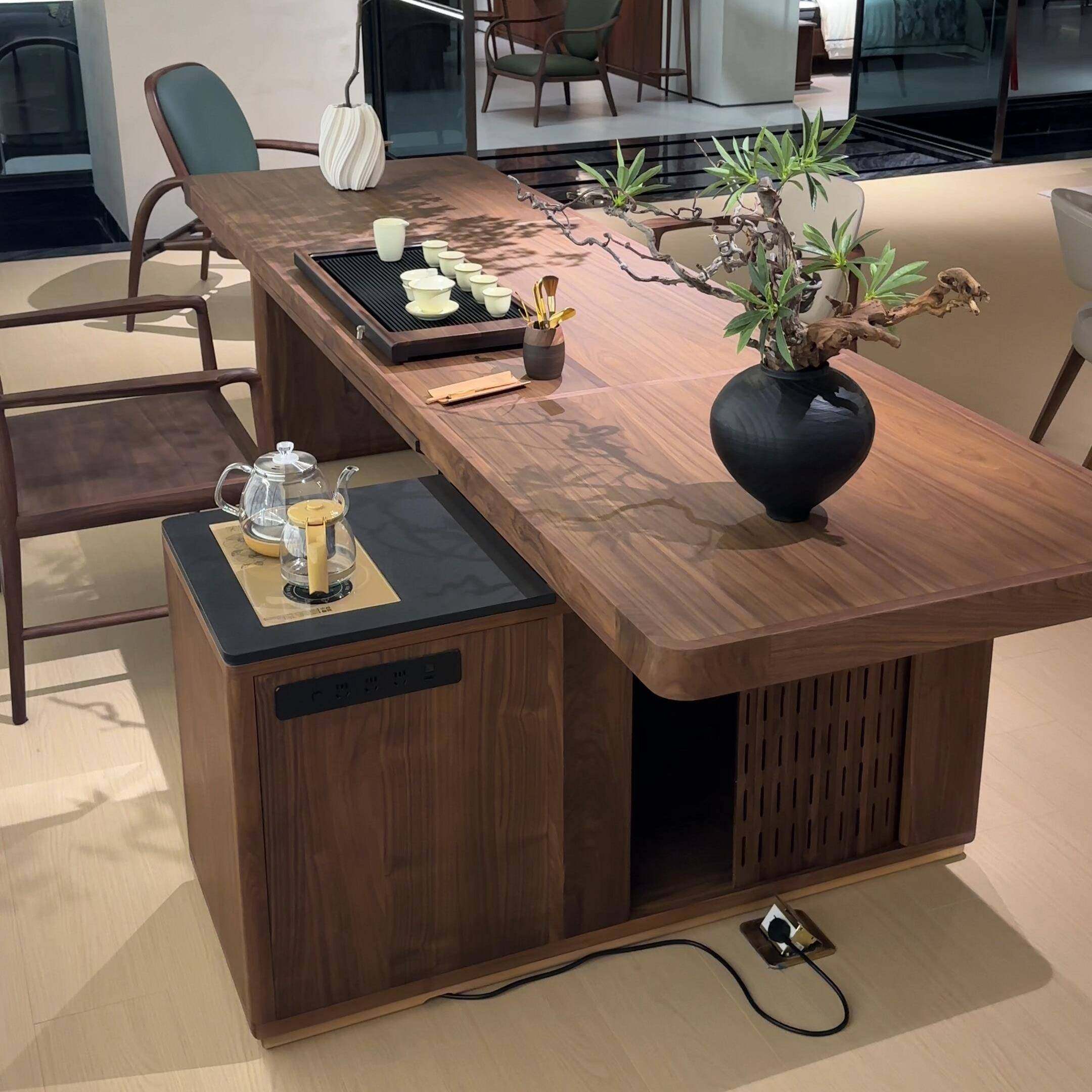 新中式茶桌北美黑胡木茶台实木泡茶桃茶桌轻奢现代高级BNZ办感公,淘宝优惠券,粉丝福利购,淘宝优惠卷