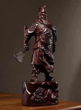 实黑檀木雕JH342关公摆件木大厅号武财神像家居客装饰红木开业艺