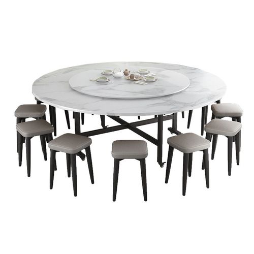 折叠圆餐桌家用小户型大圆桌简约10人吃饭餐桌加厚酒店带转盘桌子 - 图3