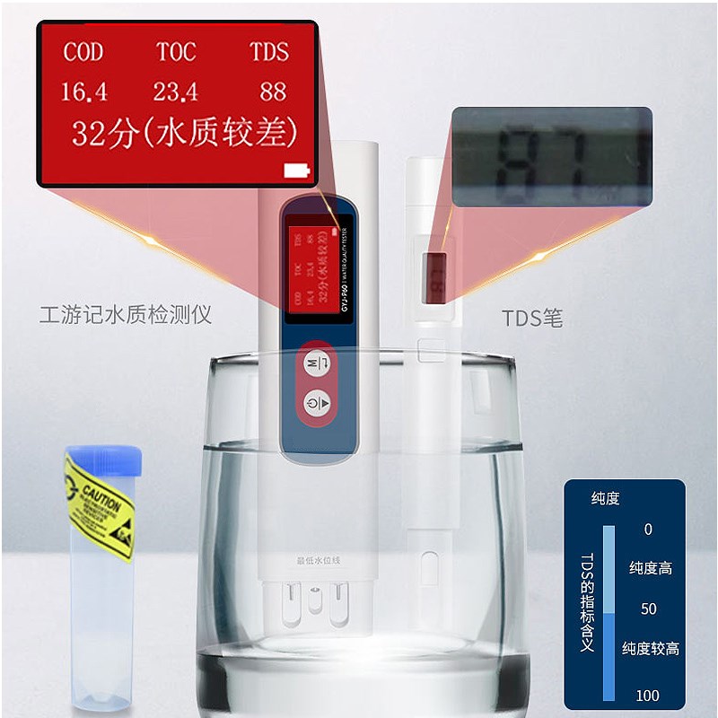 便捷式COD检测仪PH酸碱度余氯医院污水处理养殖河道orp水质测试笔 - 图0