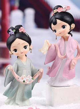 古风汉服娃娃可爱女孩家居桌面树脂车载摆件创意汽车内装饰品礼物