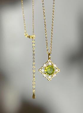 「金鱼记忆」新中式银饰项炼绿色吊坠显白女款法式轻奢覆古颈炼
