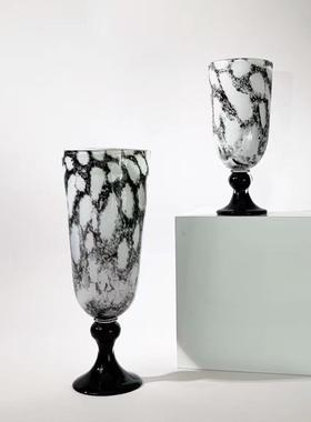 中古风手工艺术玻璃几何创意花器覆古风样板间客厅疏离花瓶装饰品