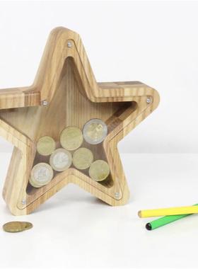 ins北欧创意实木26字母存钱罐儿童房卧室装饰摆件家居装饰品送礼