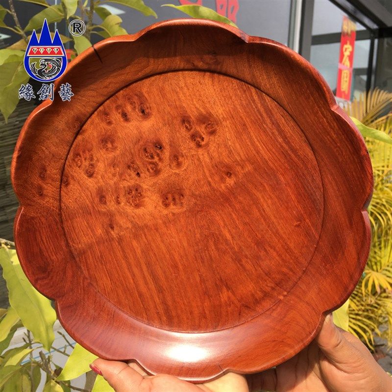 缘创艺红木果盘缅甸梨整木干果盘边大果紫檀精品水果碟子,淘宝优惠券,粉丝福利购,淘宝优惠卷
