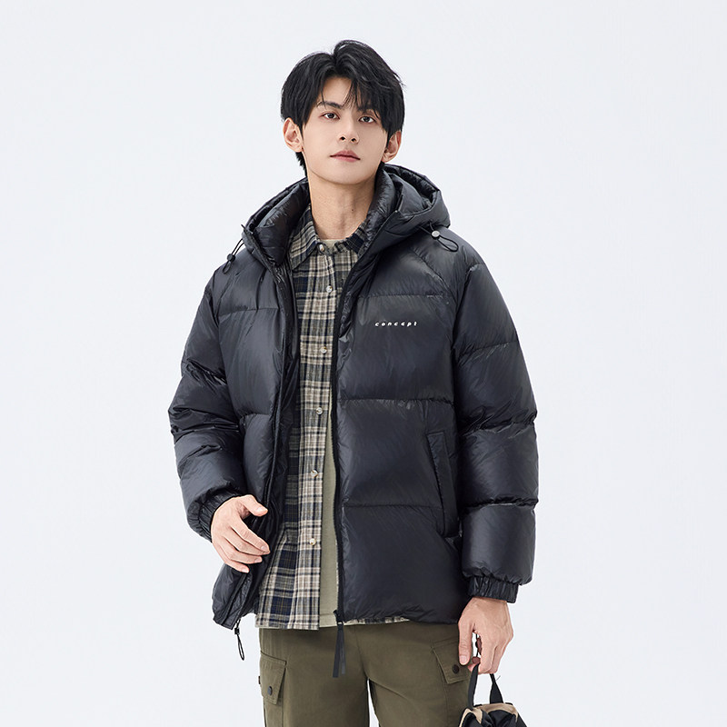 雅鹿2025新款冬季羽绒服男连帽加厚短款面包服夹克外套防寒服高蓬