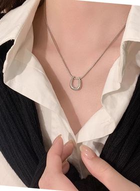 简约U型钛钢金色锁骨链男女通用