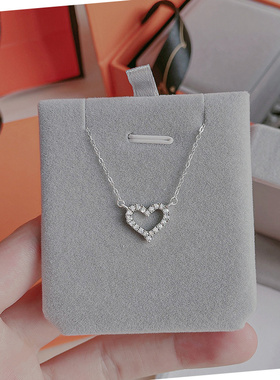 高级感轻奢金色锆石爱心锁骨链