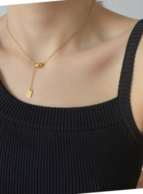 网红爆款高级感金色钛钢项链