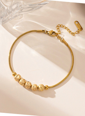 钛钢转运珠手链女五福临门轻奢