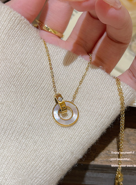 新款高级感简约钛钢双环项链