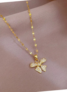 轻奢小众设计师款金色蝴蝶锆石链