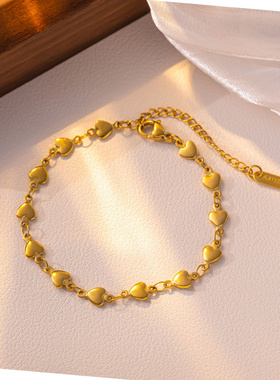 轻奢金色爱心钛钢转运珠手链女