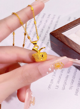 简约金色苹果吊坠锁骨链百搭