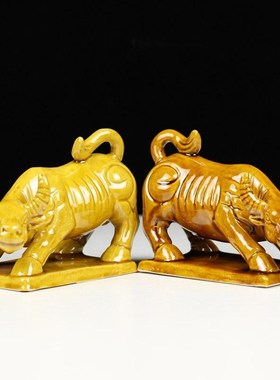 陶瓷牛摆件化解黄牛水牛家居工艺化解卫生间厨房缺角客厅办公摆件