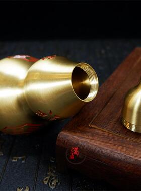 黄铜开口葫芦摆件汽车挂件五帝钱挂件客厅玄关桌面招财化解门对门