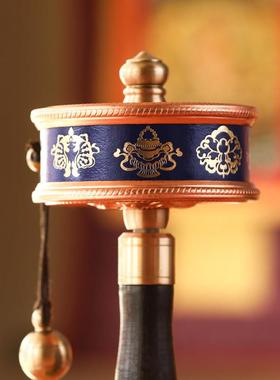 药师八吉祥手摇转轮铜制立体双轴承桌面装饰品语狮子缩微胶片