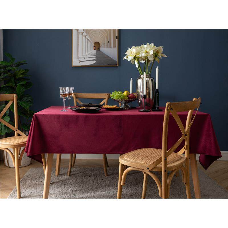 【酒红色桌布】美式复古轻奢丝绒餐布台布艺北欧桌盖巾长方形家用,淘宝优惠券,粉丝福利购,淘宝优惠卷