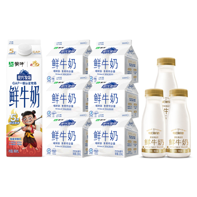 蒙牛鲜奶现代牧场鲜牛奶200ml*6盒+960ml*1盒+原生鲜奶185ml*3瓶