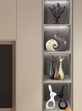 北欧摆件家居饰品客厅电视柜酒柜装饰品轻奢陶瓷鹿小摆设乔迁新家