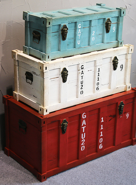 工业风装饰箱集装箱铁箱子摄影拍摄店铺茶几收纳摆设箱做旧大箱子