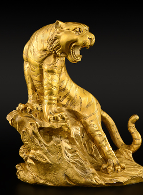 纯铜老虎摆件生肖虎客厅办公室铜虎上山虎大号铜老虎