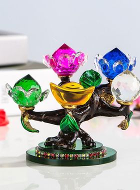 黄水晶元宝发财树摆件 家居客厅桌面办公室小装饰品汽车车内饰品