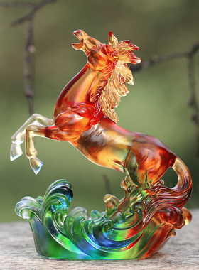 琉璃生肖马摆件居家客厅玄关办公前台装饰摆放商务送礼马到成功