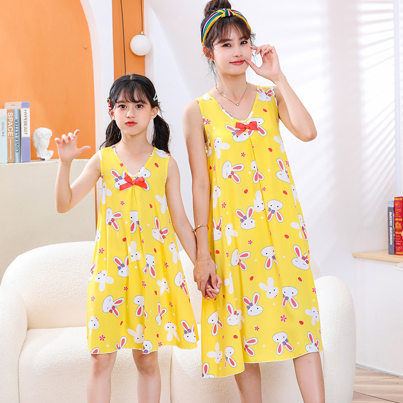 夏季儿童棉绸睡衣女童睡裙中大童公主风小女孩女宝宝亲子装家居服,淘宝优惠券,粉丝福利购,淘宝优惠卷
