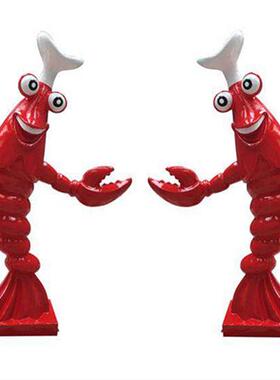 发光龙虾雕塑玻璃钢仿真小龙虾模型餐厅烧烤大排档招牌迎宾挂定制