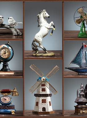 曼塔怀旧书柜家居小摆件美式客厅酒柜餐厅服装店装饰北欧复古书架