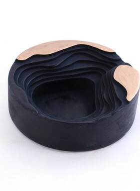 新售楼处样板房软装饰品砂岩石艺术烟灰缸茶几工艺品摆设