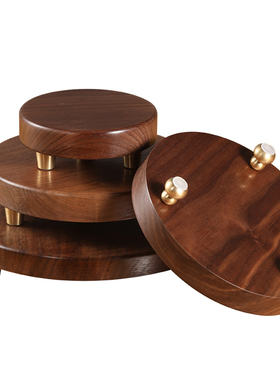 制底座长方形圆形工艺品新茶具木质实木底座刻字