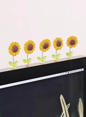 治愈系向日葵电脑显示屏装饰摆件办公室工位情绪稳定小摆件电视机