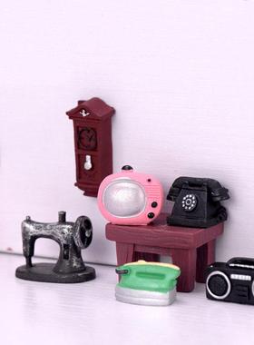 覆古家电创意装饰树脂黑白电视收音机风扇挂钟欧洲相机装饰礼品