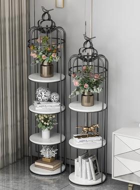 北欧铁艺鸟笼花架室内阳台客厅落地式多层置物架子收纳装饰品摆件