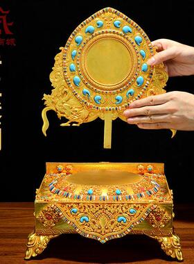藏村鎏金佛像底座释迦牟尼加高供佛座黄财神供奉坐台铜摆件