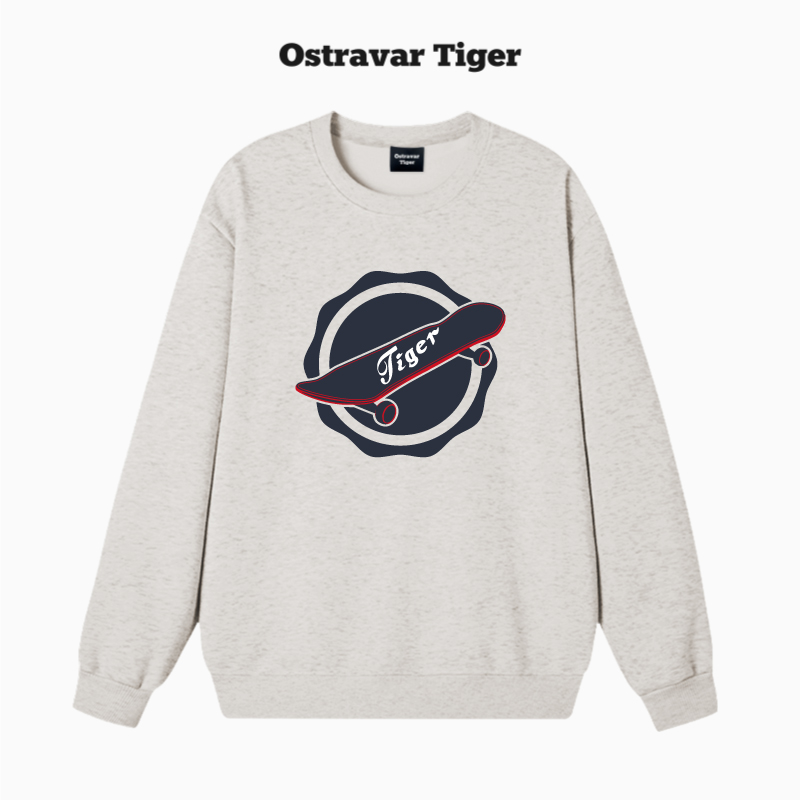 专柜新款 Ostravar Tiger美式2025秋冬情侣圆领无帽男女卫衣外套 - 图2