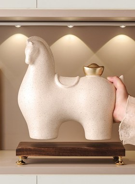 马上有钱摆件新中式客厅博古架摆设酒柜办公室装饰品开业乔迁礼物