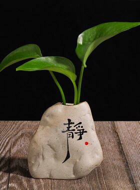 陶瓷禅意花瓶装饰花盆器皿水培创意绿萝小花器粗客厅茶桌茶宠摆件