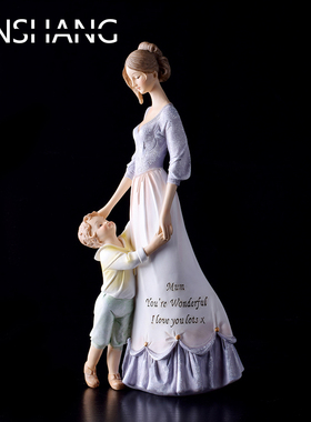 欧式温馨亲情母子摆件 妈妈和孩子家居装饰品摆设 母亲节结婚礼物