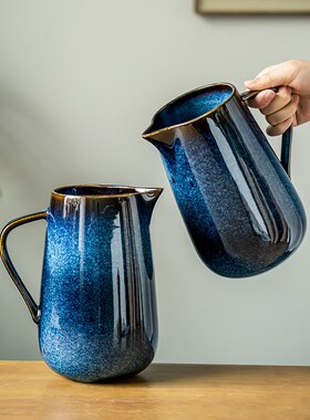 复古窑变釉陶瓷壶形花插家用装饰摆件干花鲜花花瓶客厅茶几冷水壶