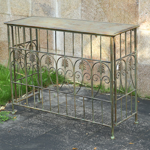 出品订单复古铁艺花园桌阳台庭院置物花架露台户外长条桌花盆架 - 图0