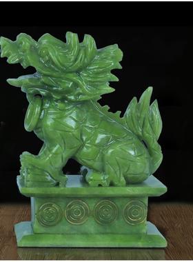 玉石麒麟摆件一对大号酒柜客厅书房办公室天然玉石麒麟装饰送礼品