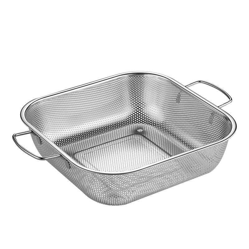 304加厚不锈钢沥水篮家用淘米盆厨房洗菜篮正方双耳密孔篮蔬果蓝,淘宝优惠券,粉丝福利购,淘宝优惠卷