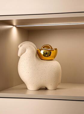 贝汉美新中式马上有钱摆件客厅电视柜办公室酒柜装饰乔迁开业礼物