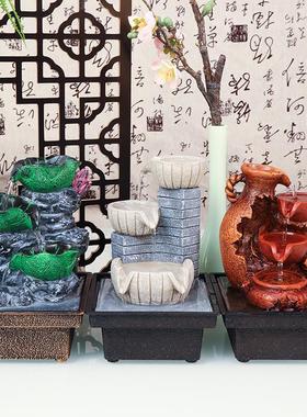 招财流水摆件小型喷泉风水轮新店开业礼品吧台加湿器茶桌桌面装饰