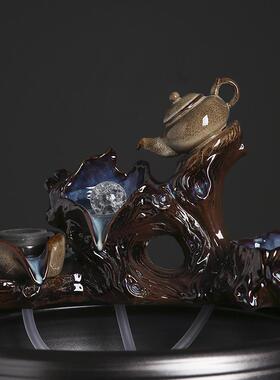 创意陶瓷流水器diy鱼缸循环水养鱼过滤器石槽流水喷泉水景摆件